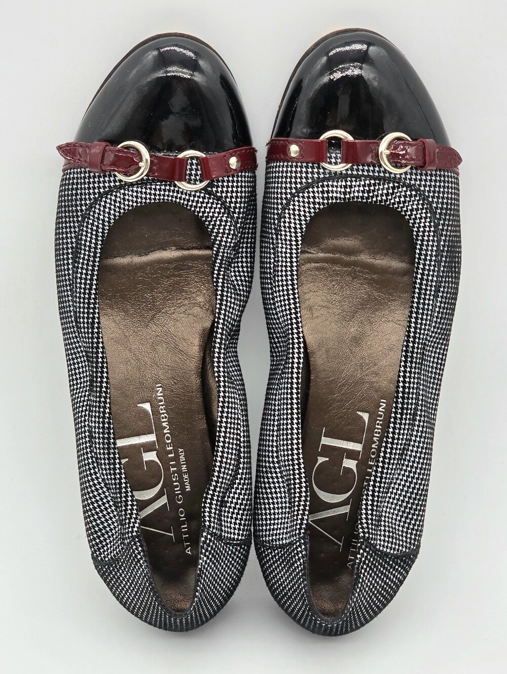 AGL Attilio Giusti Leombruni Monika Ballet Flats Sz 10/40 Black Leather Italy